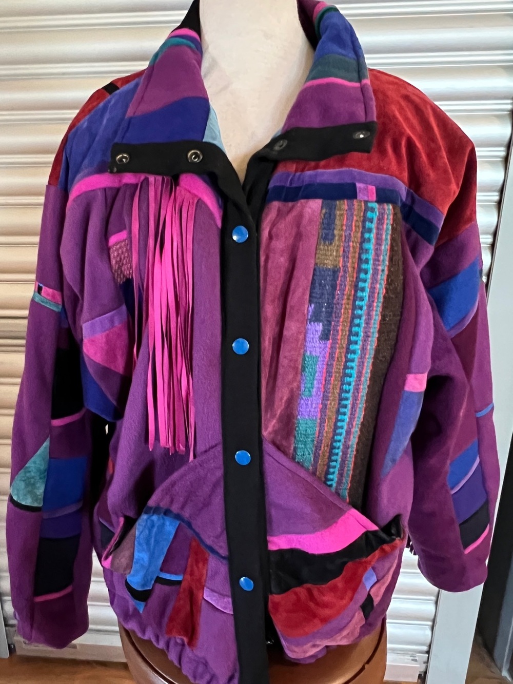 VTG SFR Santa Fe Recreations Denver Patchwork Jacket Wool Suede Fringed